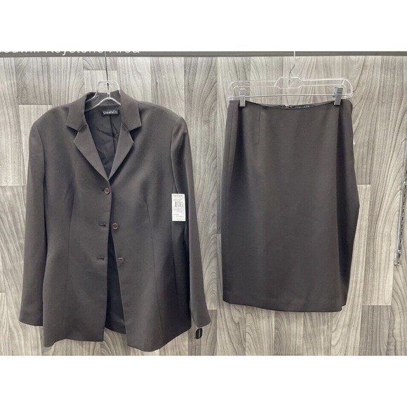 NWT - Tahari 2pc Blazer Skirt Suit Jacket Brown Women’s Size 10